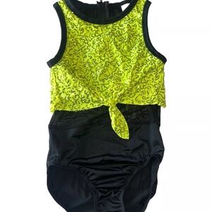 Neon Yellow and Black Dance Leotard